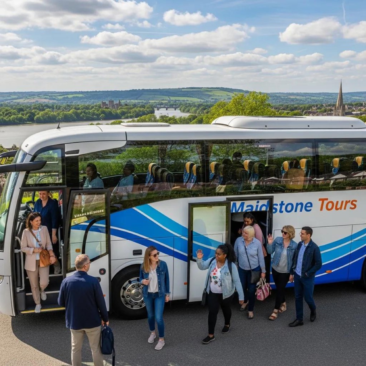 Modern group coach in Maidstone highlighting comfort and convenience for group travel