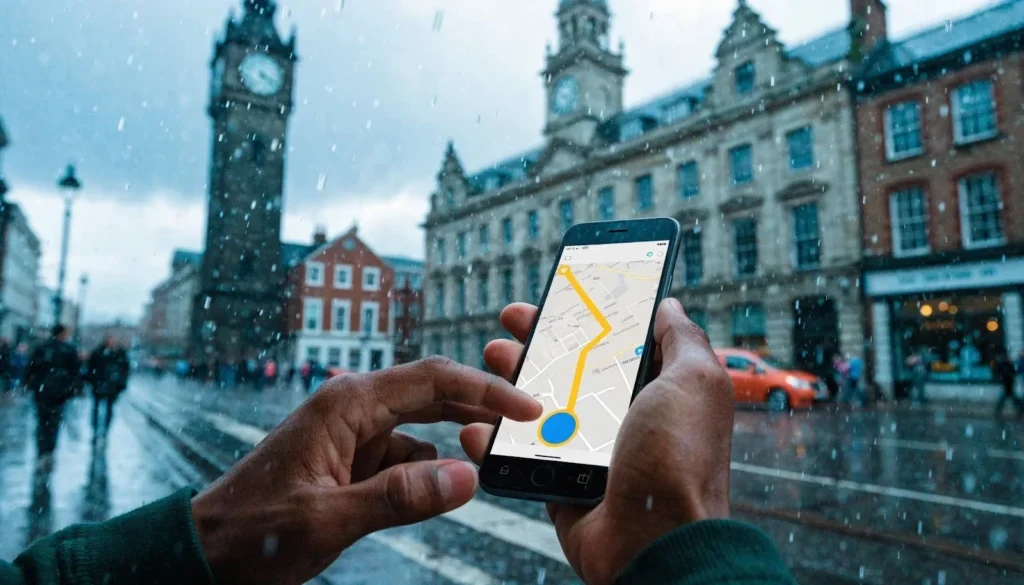 User booking a taxi through a mobile app in Maidstone